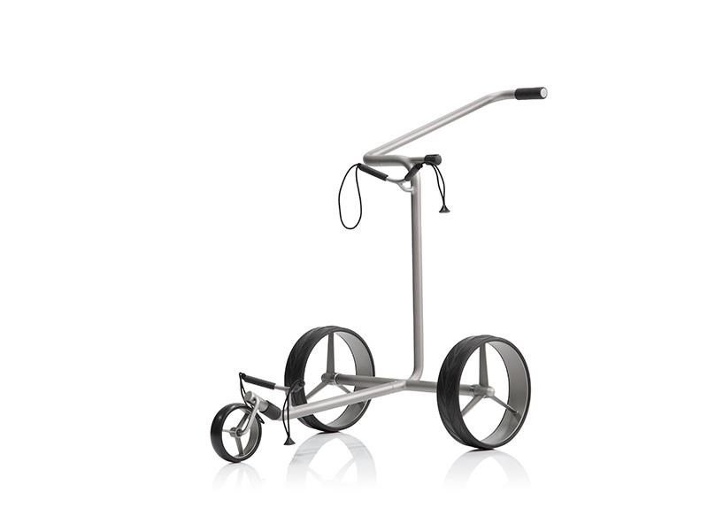 JuStar Silver 3-Wheeled chariot manuel, titanium silver finish + sac de transport Classic, frein mécanique