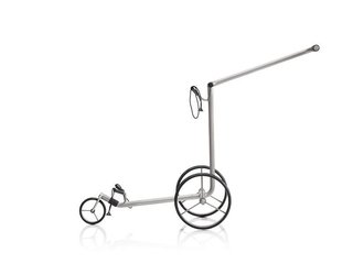 JuStar Silver 3-Wheeled chariot manuel, titanium silver finish + sac de transport Classic, frein mécanique