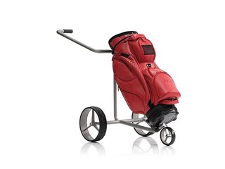JuStar Silver 3-Wheeled chariot manuel, titanium silver finish + sac de transport Classic, frein mécanique