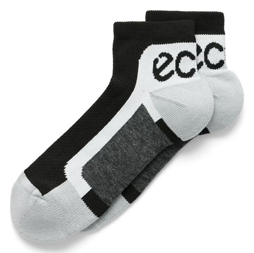 Ecco Tech Sporty Ankle-Cut chaussettes, Noir/Blanc