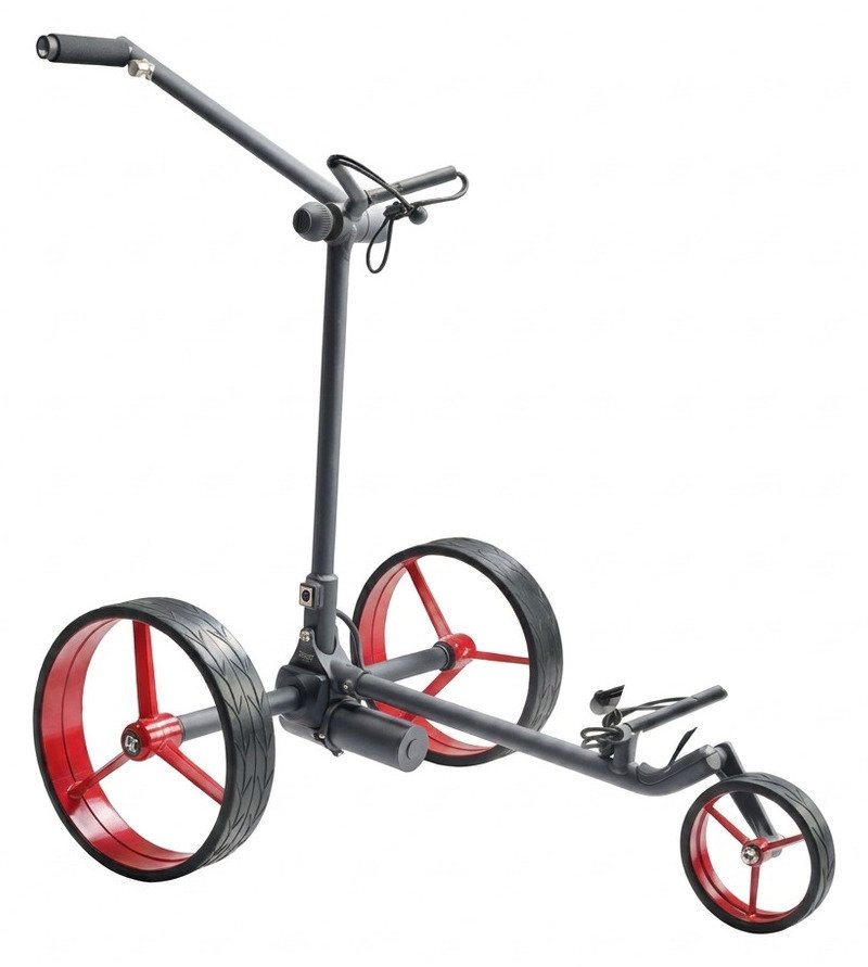 Davies Caddy SMART DHC chariot électrique, noir mat / roues étoile rouge