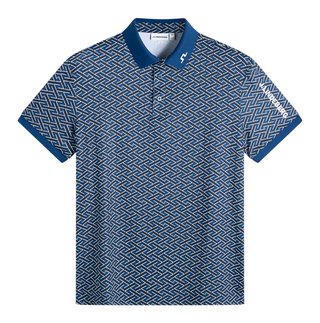 J.Lindeberg Tour Tech Print polo homme, ladder estate navy