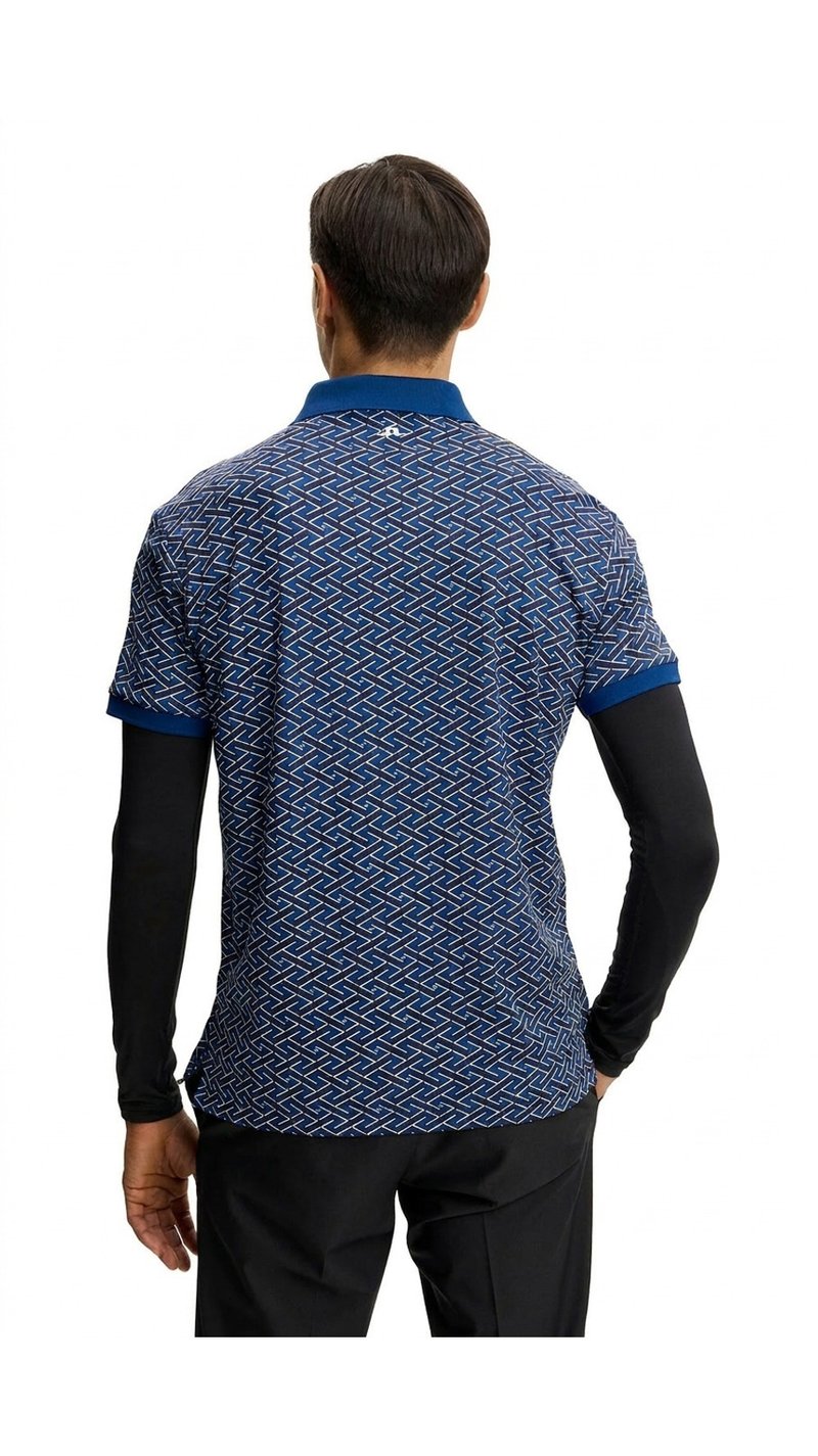 J.Lindeberg Tour Tech Print polo homme, ladder estate navy