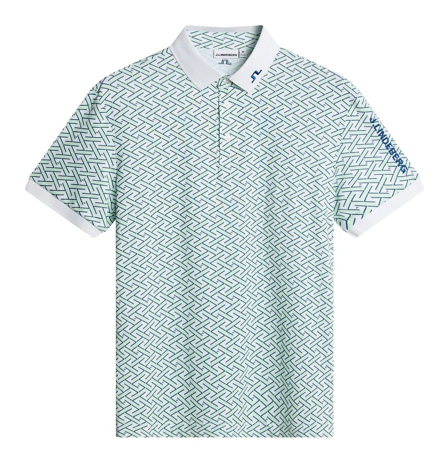 J.Lindeberg Tour Tech Print polo homme, ladder white bay
