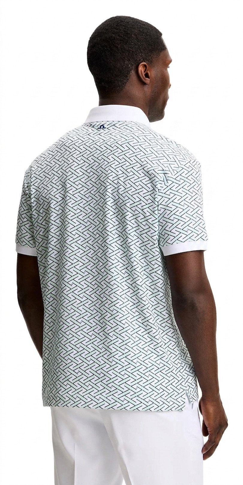 J.Lindeberg Tour Tech Print polo homme, ladder white bay