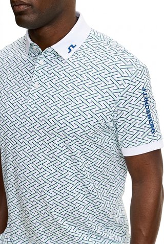 J.Lindeberg Tour Tech Print polo homme, ladder white bay