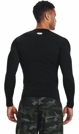 Under Armour HeatGear sous-vêtement thermique compression manches longues homme, noir/blanc