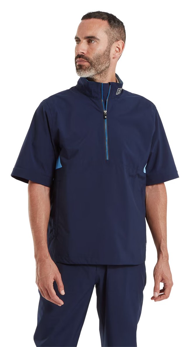 FootJoy HydroLite X Short Sleeve Rain chemise de pluie homme, marine/bleu moyen