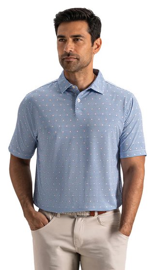 FootJoy Order Geometric Lisle polo homme, blanc/riviera/pêche