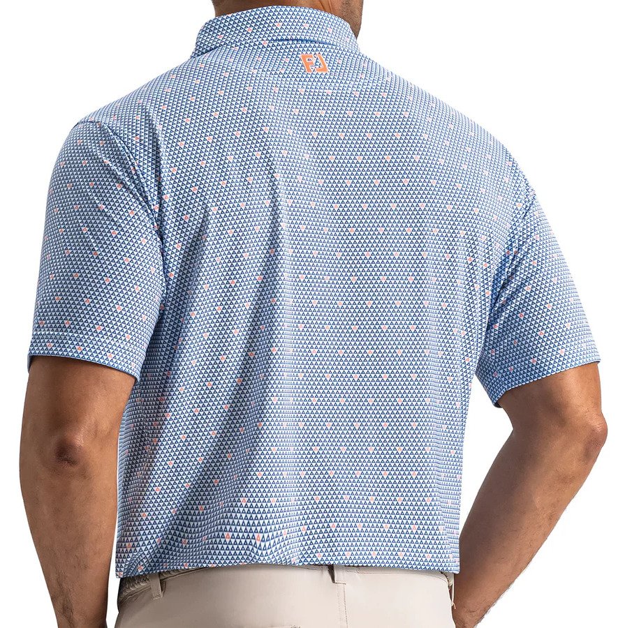 FootJoy Order Geometric Lisle polo homme, blanc/riviera/pêche