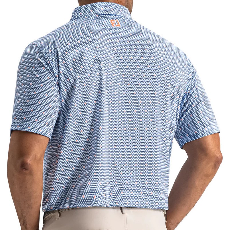 FootJoy Order Geometric Lisle polo homme, blanc/riviera/pêche