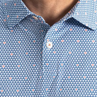 FootJoy Order Geometric Lisle polo homme, blanc/riviera/pêche