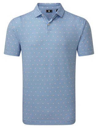 FootJoy Order Geometric Lisle polo homme, blanc/riviera/pêche