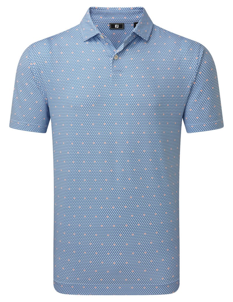 FootJoy Order Geometric Lisle polo homme, blanc/riviera/pêche