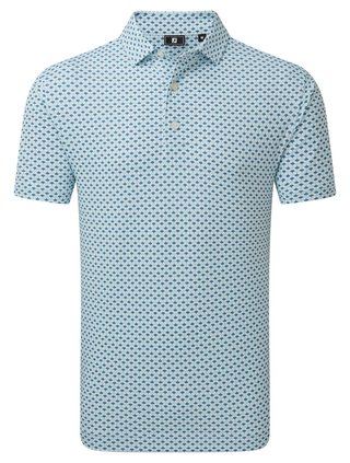 FootJoy Ginko Geo Pique polo homme, blanc/mint julep/winward blue