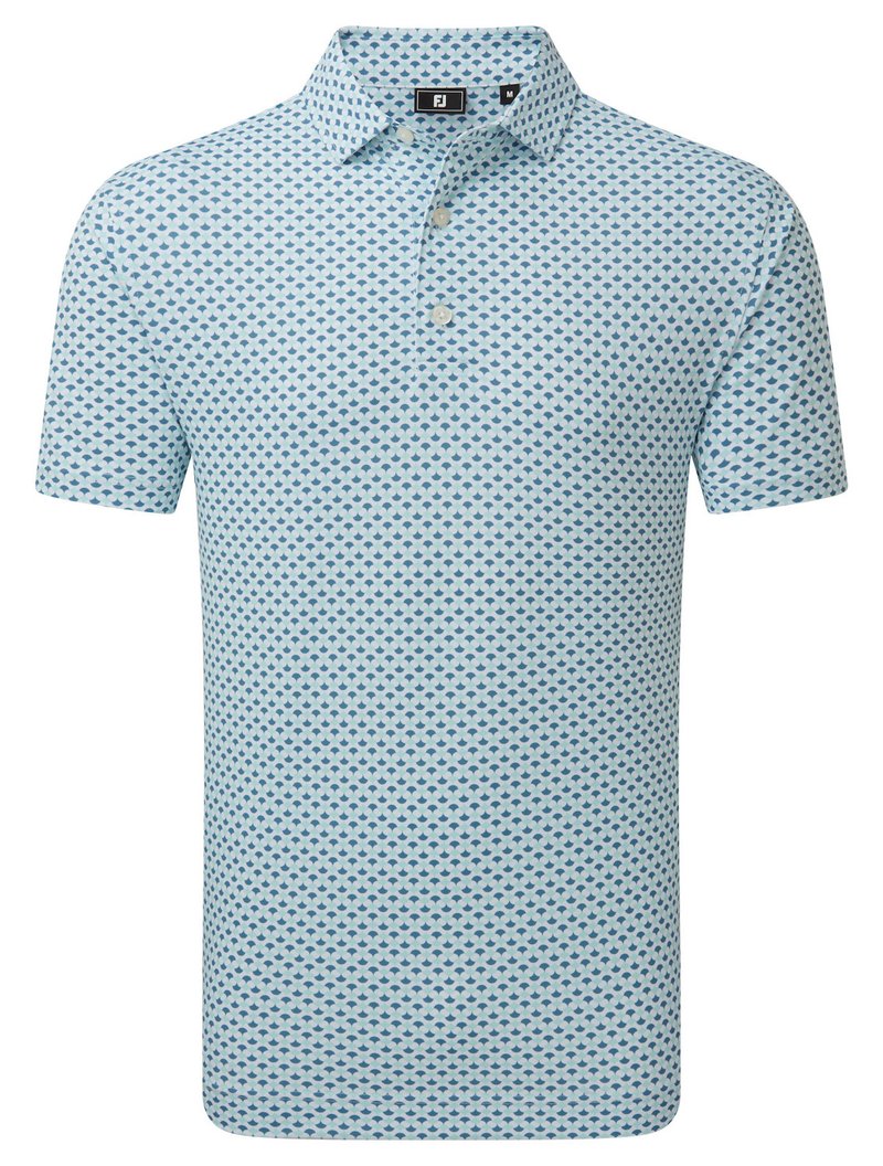 FootJoy Ginko Geo Pique polo homme, blanc/mint julep/winward blue
