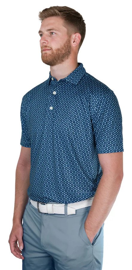 FootJoy Vegas Marker Lisle polo homme, mint julep/navy/wizard blue