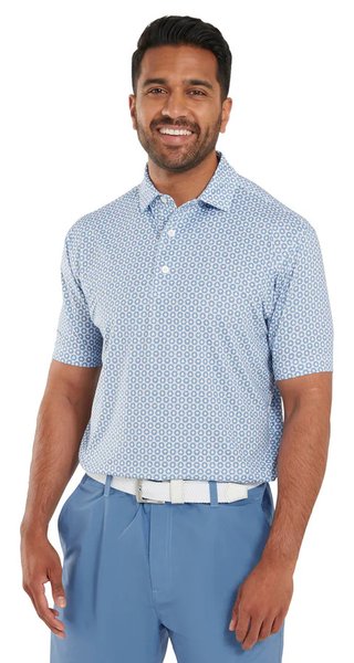 FootJoy Vegas Marker Lisle polo homme, blanc/riviera/pêche