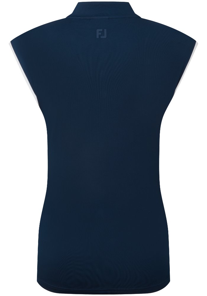 FootJoy Mock Neck Snap Front polo femme, marine/blanc