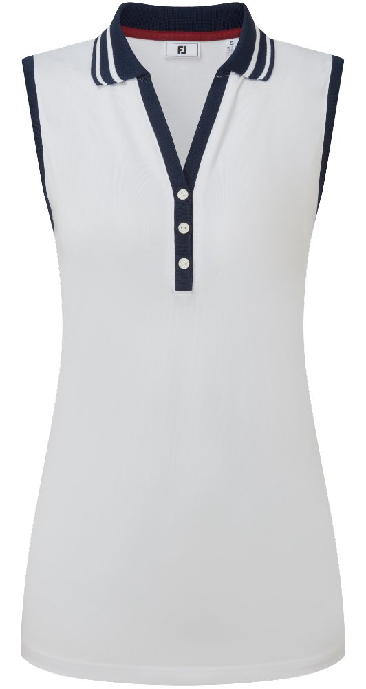 FootJoy Contrast Rib Knit Sleeveless polo femme, blanc/marine