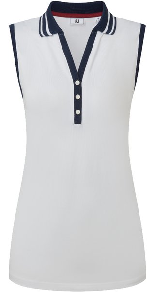 FootJoy Contrast Rib Knit Sleeveless polo femme, blanc/marine