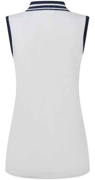 FootJoy Contrast Rib Knit Sleeveless polo femme, blanc/marine