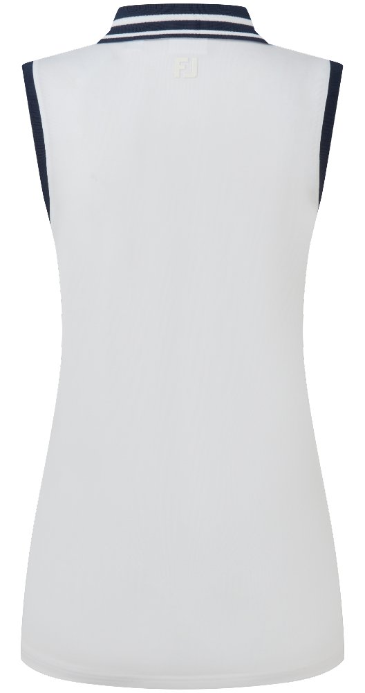 FootJoy Contrast Rib Knit Sleeveless polo femme, blanc/marine