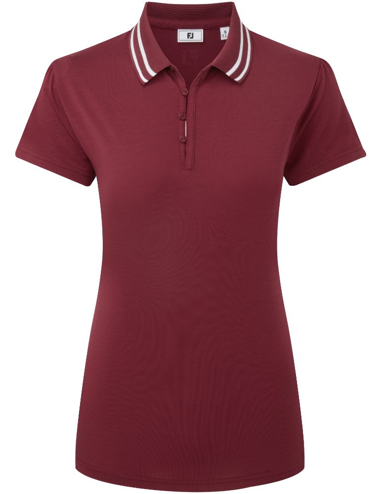 FootJoy Loop Button polo femme, cranberry/white