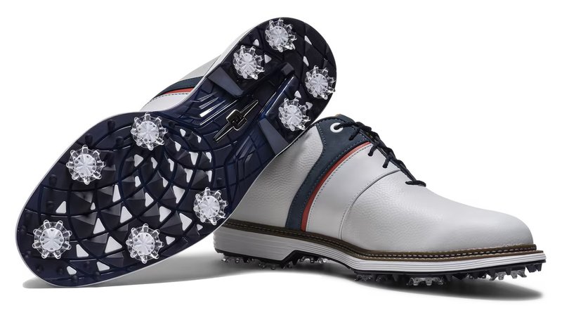 FootJoy Premiere Series - Packard chaussures de golf homme, blanc/bleu/nantucket red