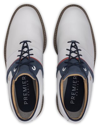 FootJoy Premiere Series - Packard chaussures de golf homme, blanc/bleu/nantucket red