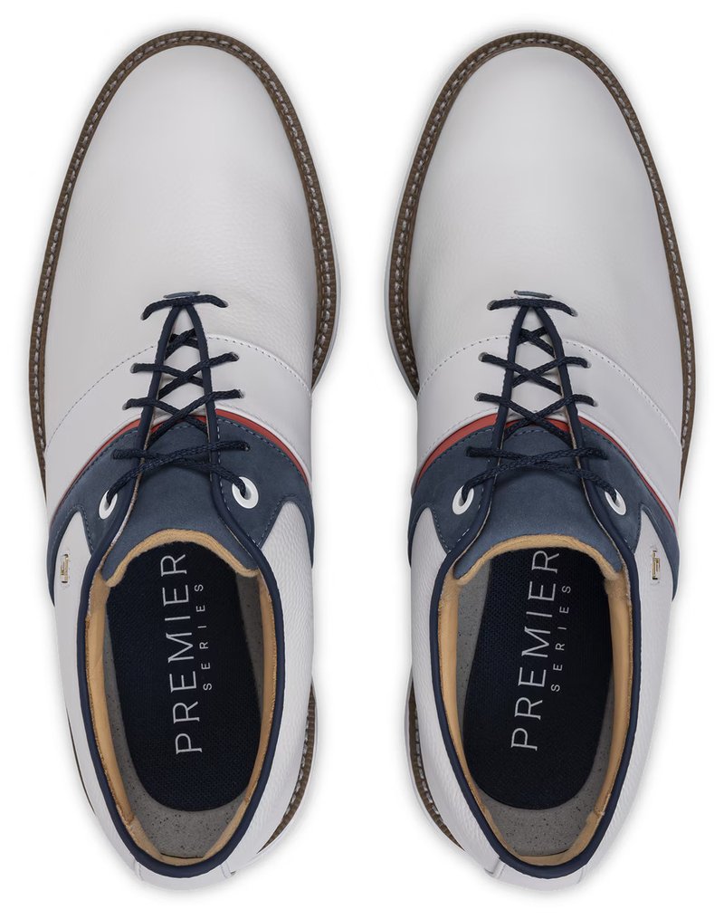 FootJoy Premiere Series - Packard chaussures de golf homme, blanc/bleu/nantucket red