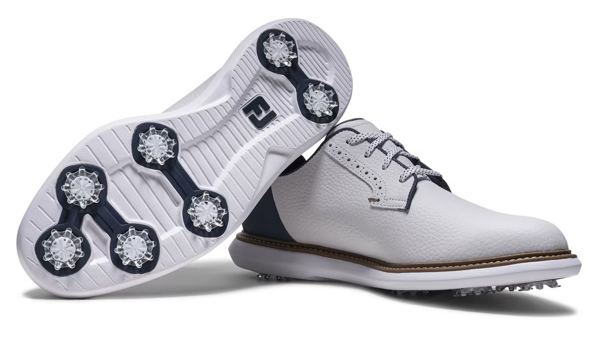 FootJoy FJ Traditions Blucher chaussures de golf homme, blanc/bleu/tan