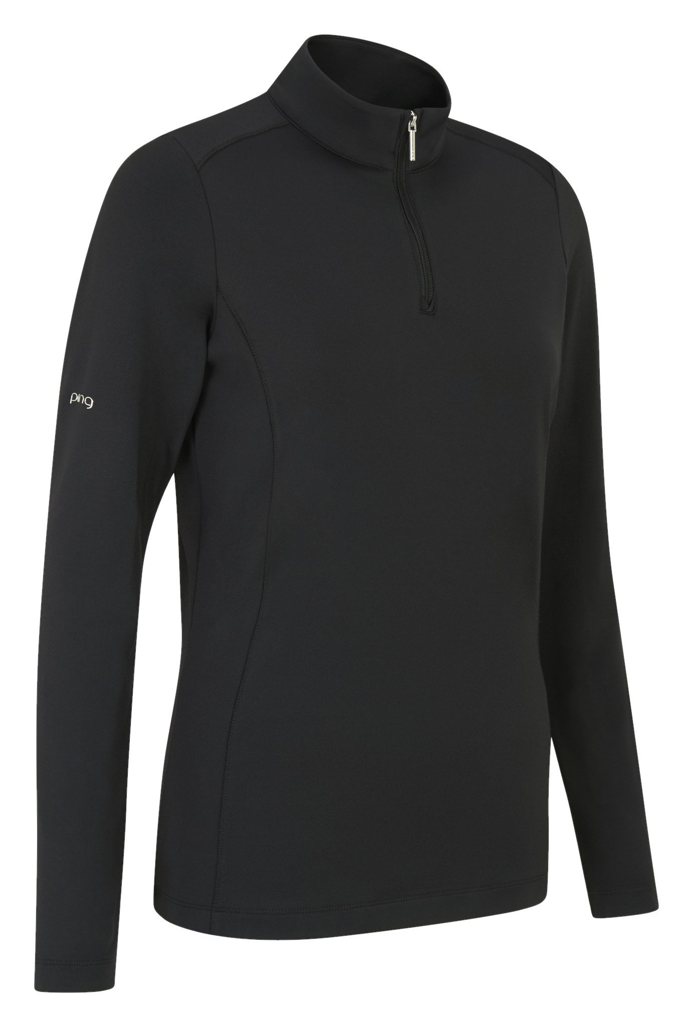 PING Aveline Half Zip femmes polo manches longues, noir