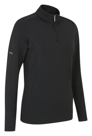 PING Aveline Half Zip femmes polo manches longues, noir