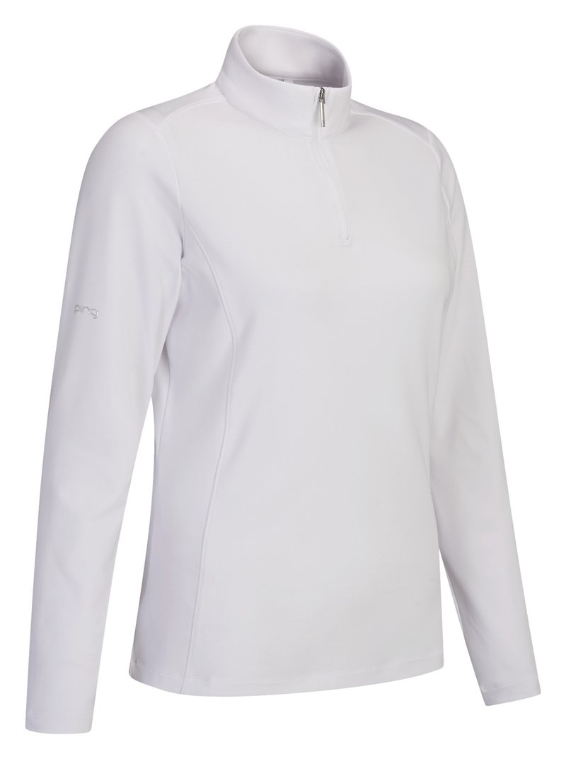 PING Aveline Half Zip dames shirt à manches longues, blanc