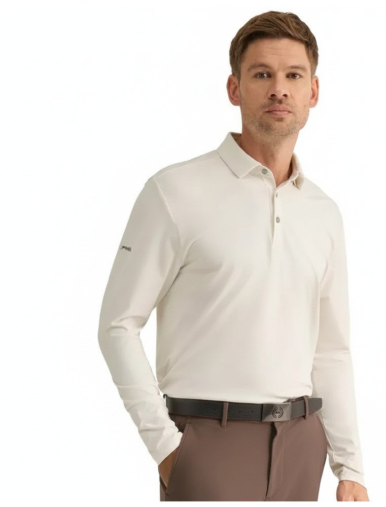 PING Demitri Longsleeve polo homme, egret