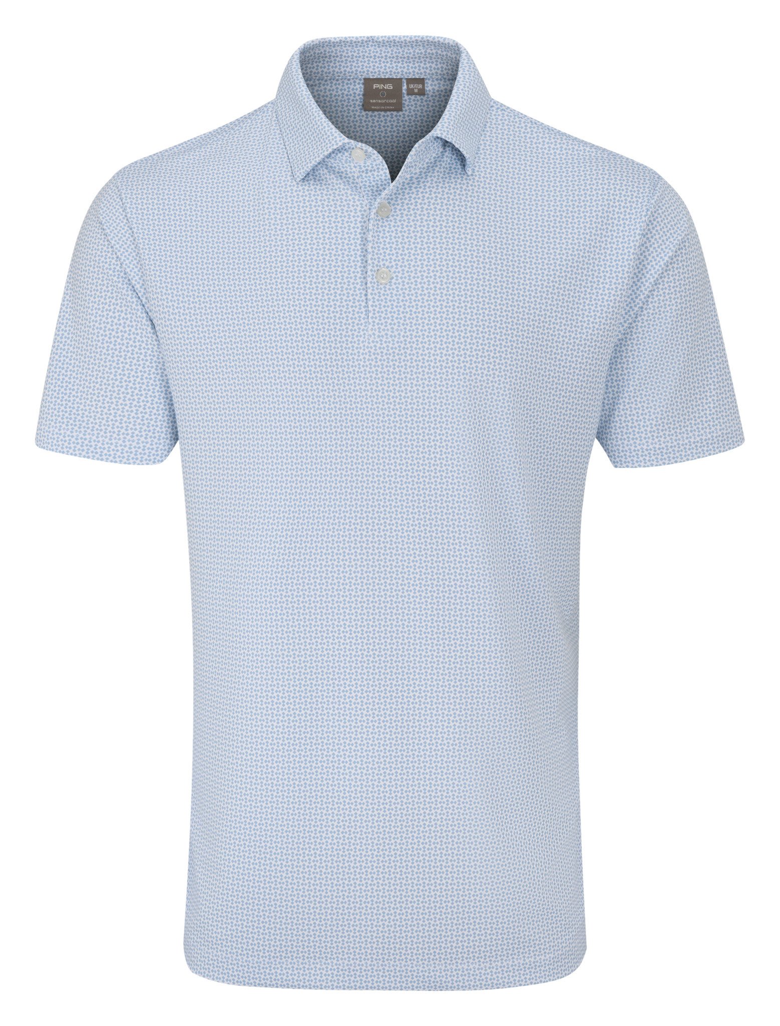PING Gilmore polo homme, blanc/bleu poudré