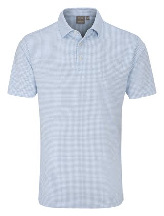 PING Gilmore polo homme, blanc/bleu poudré