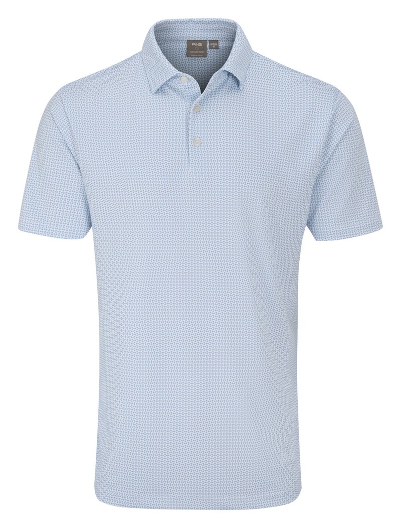 PING Gilmore polo homme, blanc/bleu poudré