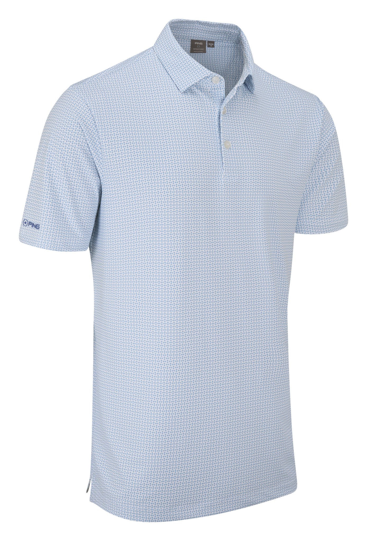 PING Gilmore polo homme, blanc/bleu poudré