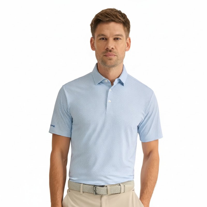 PING Gilmore polo homme, blanc/bleu poudré