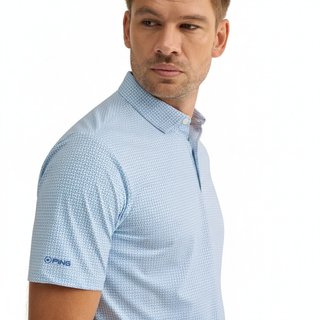 PING Gilmore polo homme, blanc/bleu poudré