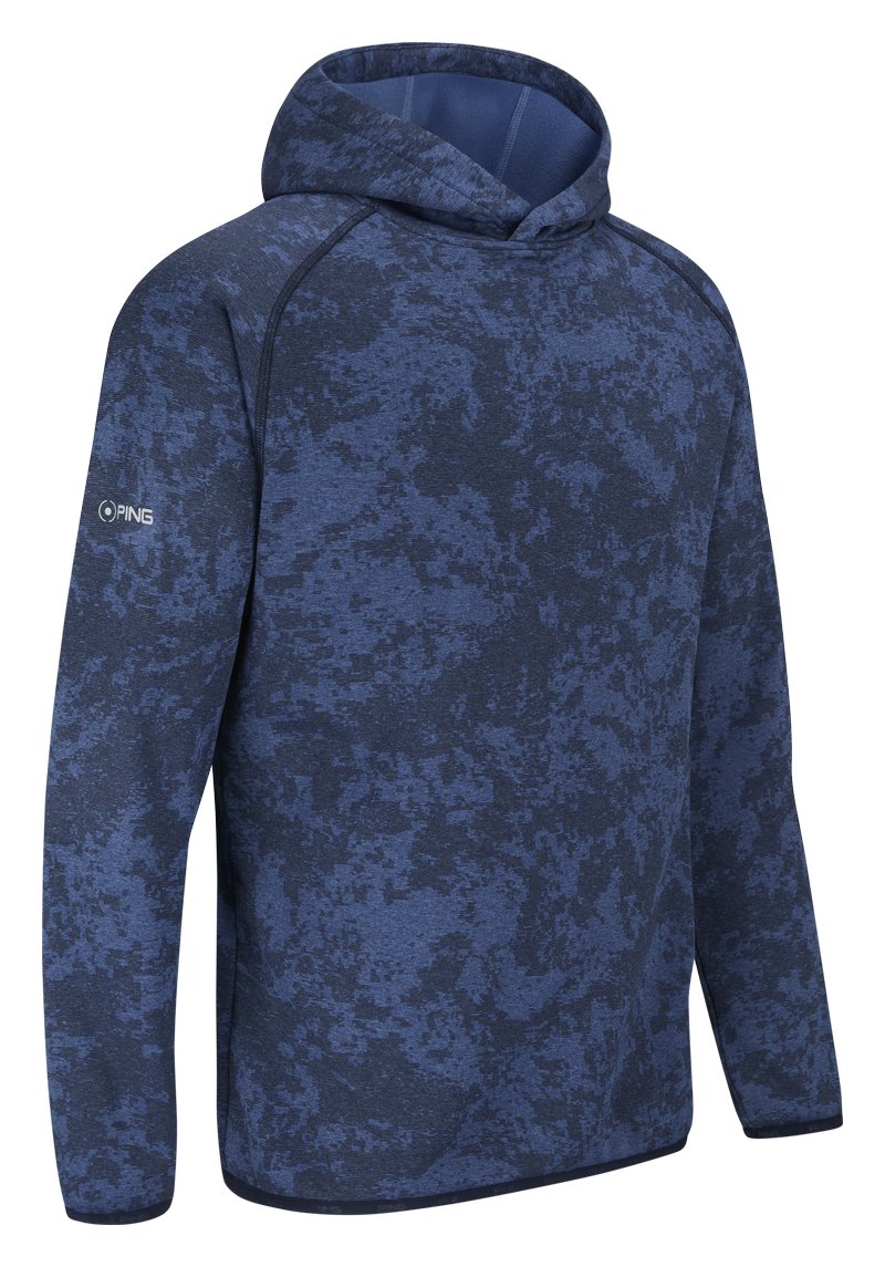 PING Saul sweat à capuche homme, deep sea blue camo