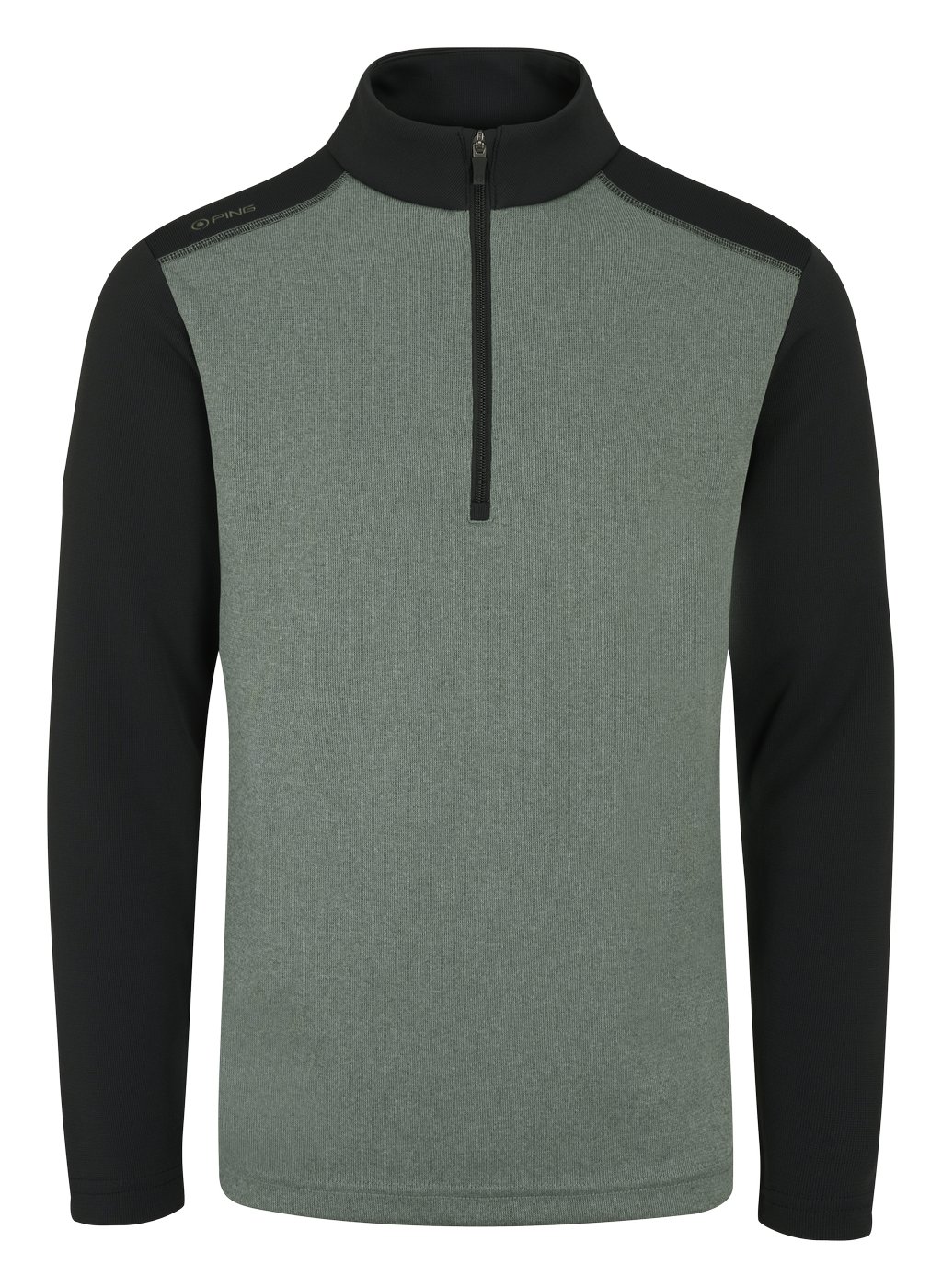 PING Ramsey half zip ribbed fleece pull homme, laurel marl/black