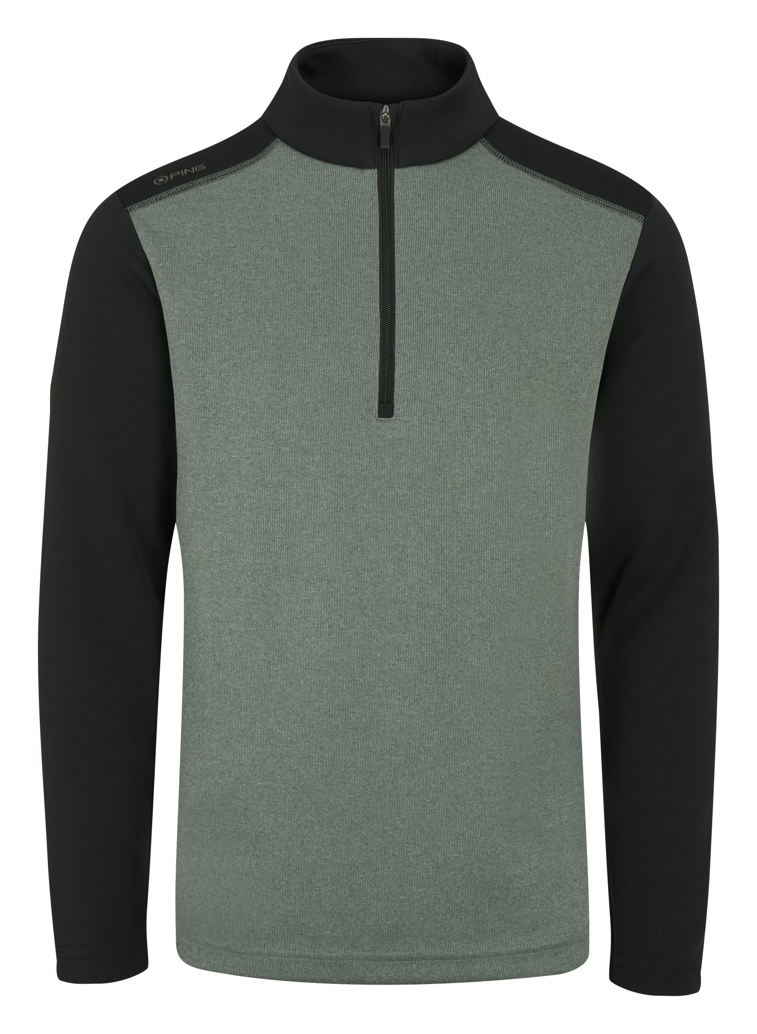 PING Ramsey half zip ribbed fleece pull homme, laurel marl/black