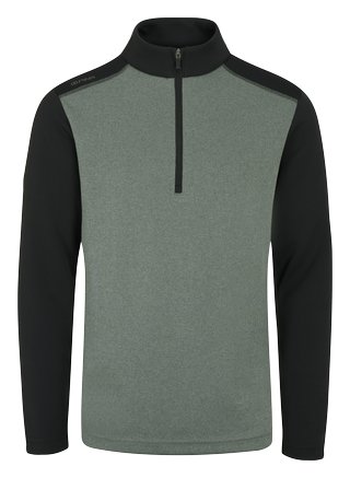 PING Ramsey half zip ribbed fleece pull homme, laurel marl/black