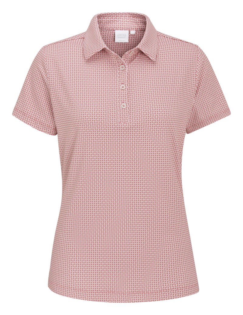 PING Mave polo femme, coral blush/white