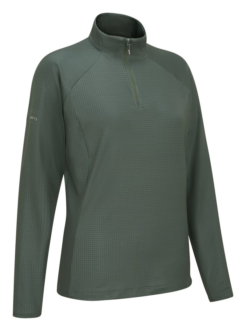 PING Jasmine Printed top femme à manches longues, gorse green/laurel