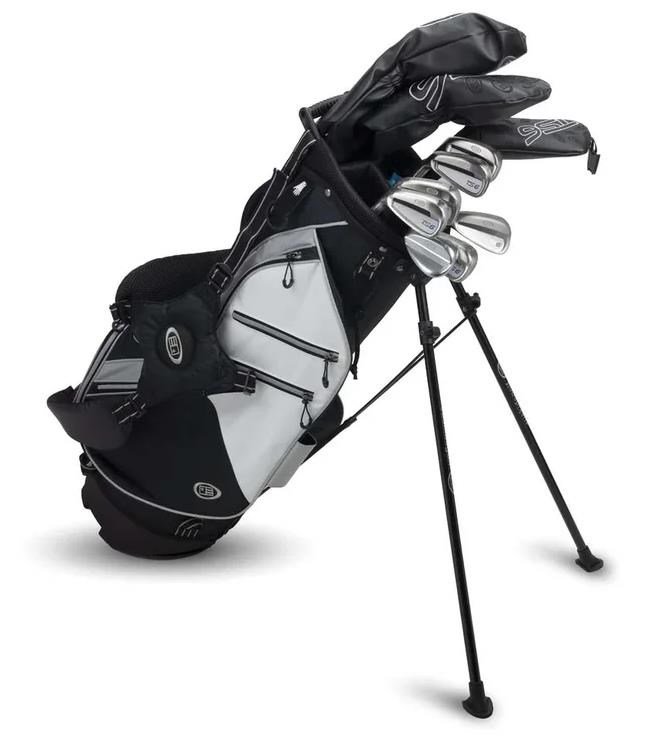 U.S. Kids Golf TS6-51 (130cm) ensemble de golf junior, graphite, 10 clubs + stand bag, noir/blanc/gris