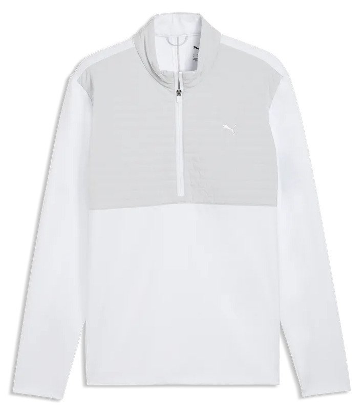 Puma Cloudspun Tech Hybrid 1/2 Zip veste homme, white glow/platino grey